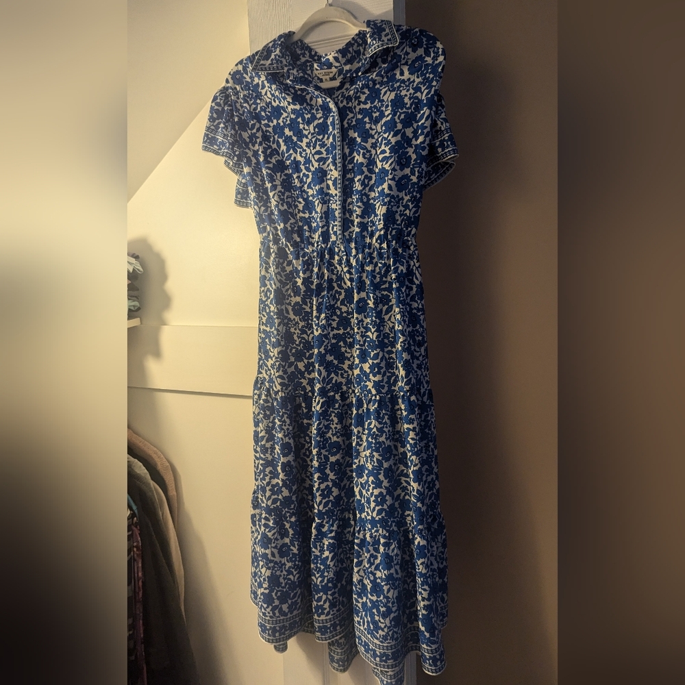 MAX STUDIO blue & White mid length dress. In a wmns US Extra Large